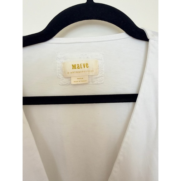 Maeve by Anthropologie Michaela White Long Sleeve Top Size Medium - Picture 3 of 6